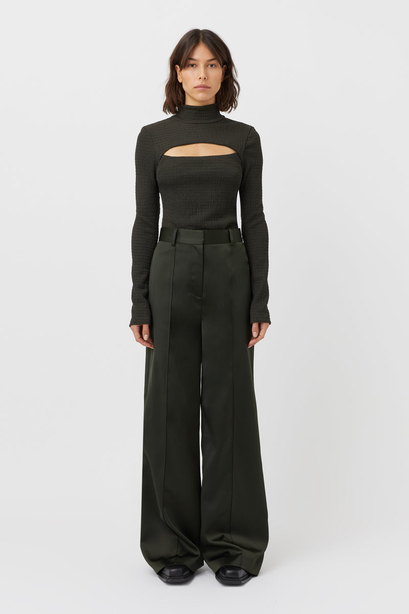 Juniper High Waisted Wide Leg Pant In Olive Green Candm Camilla And