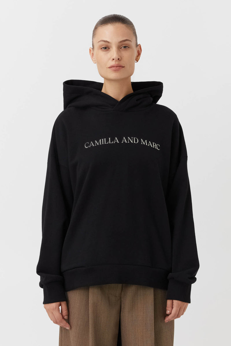 Asher Logo Hoodie in Black - CAMILLA AND MARC® Official C&M
