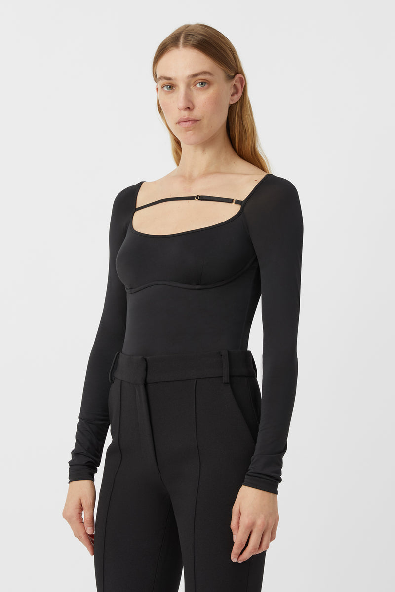 Lorelai Long Sleeve Bodysuit in Black - CAMILLA AND MARC® C&M