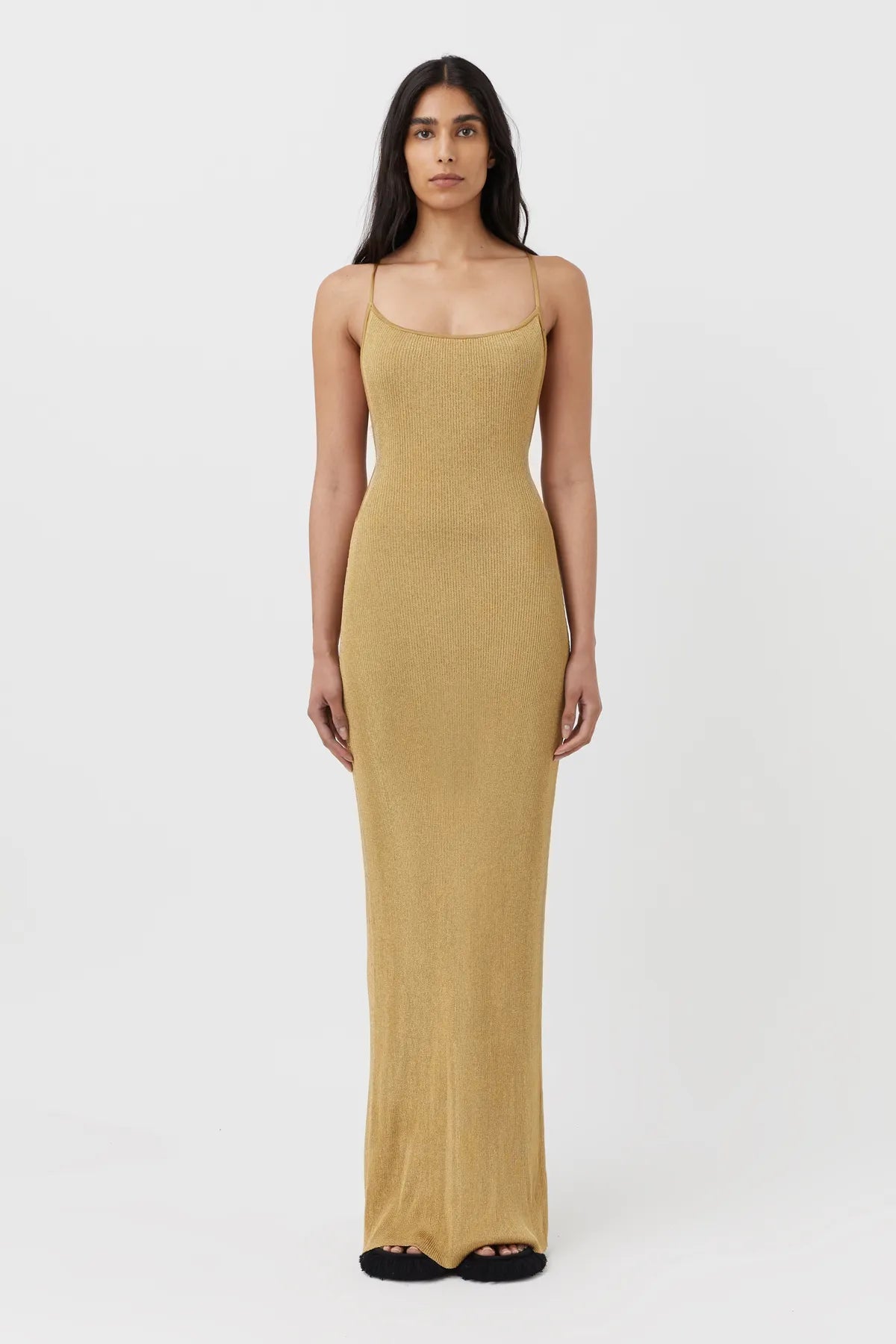 Nox Metallic Knit Maxi Dress in Gold - CAMILLA AND MARC® Official C&M