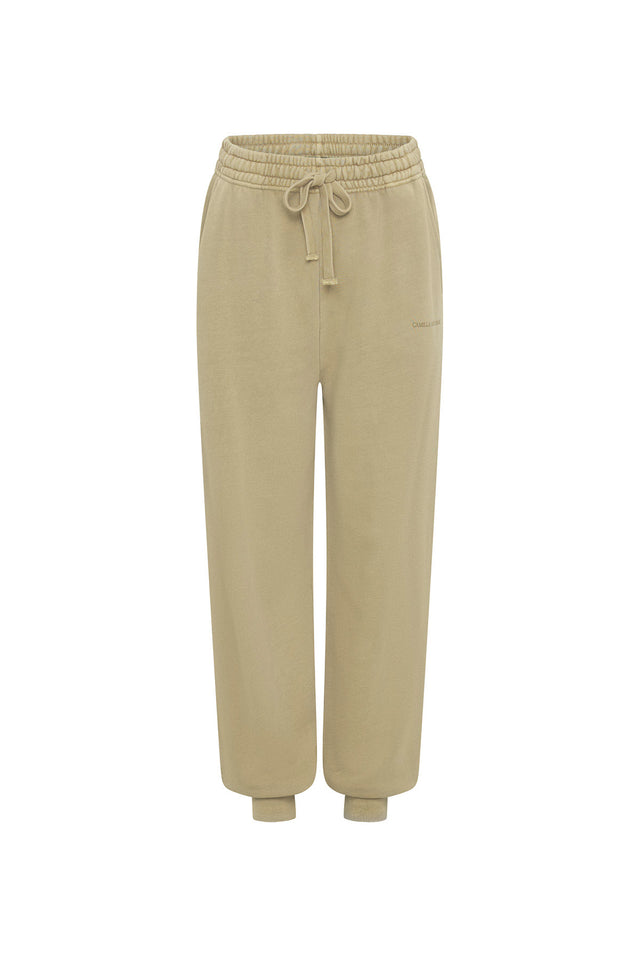 Milton Cotton Track Pant in Light Fawn Green - C&M |CAMILLA AND