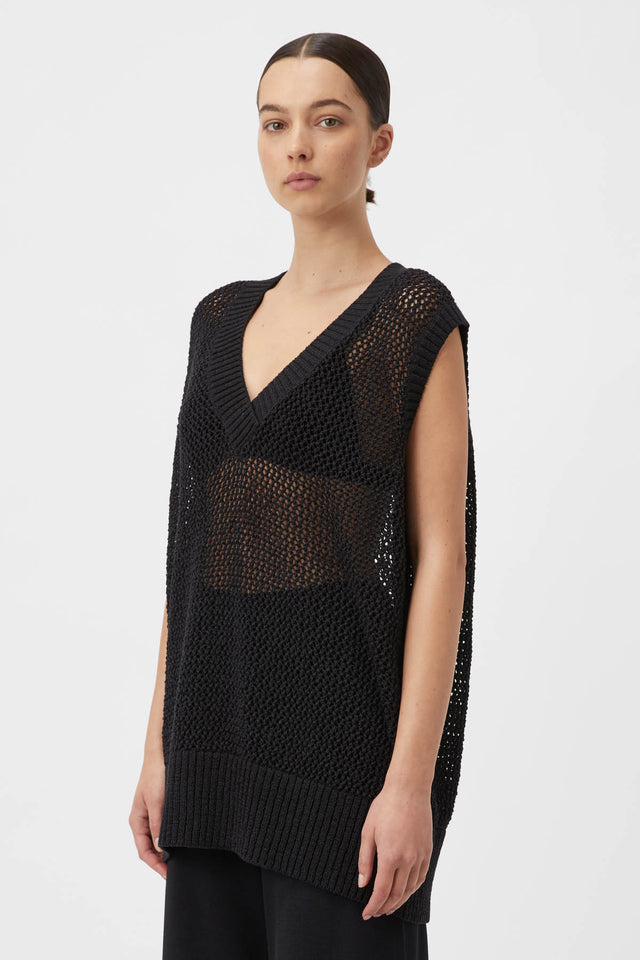 Adelpha Mesh Knit Vest in Black - CAMILLA AND MARC® Official C&M