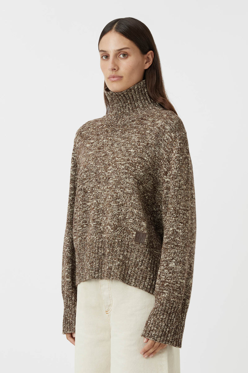 Caro Knit Turtleneck in Chocolate Tweed - CAMILLA AND MARC® C&M