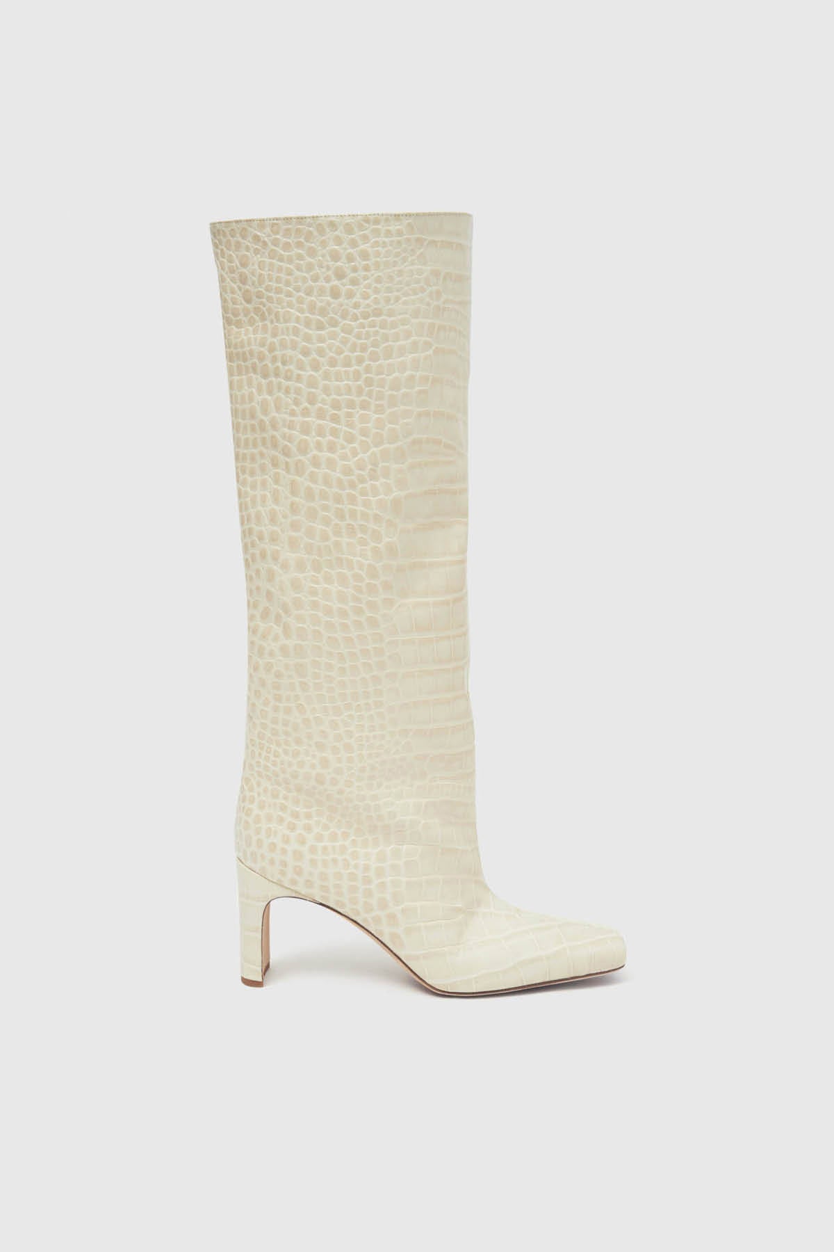 Cosmos Knee High Leather Croc Boot in Ivory - C&M |CAMILLA AND