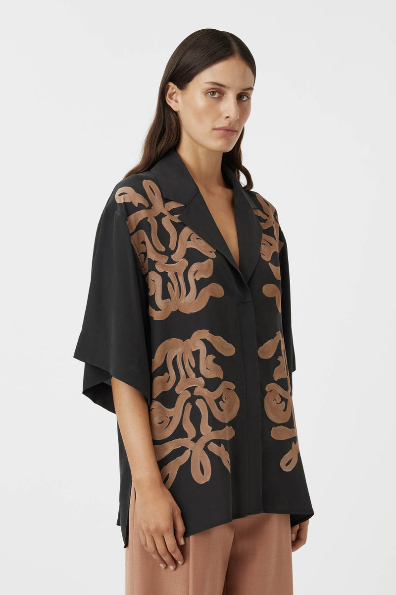 Echo Silk Shirt in Black Echo Print - CAMILLA AND MARC® C&M