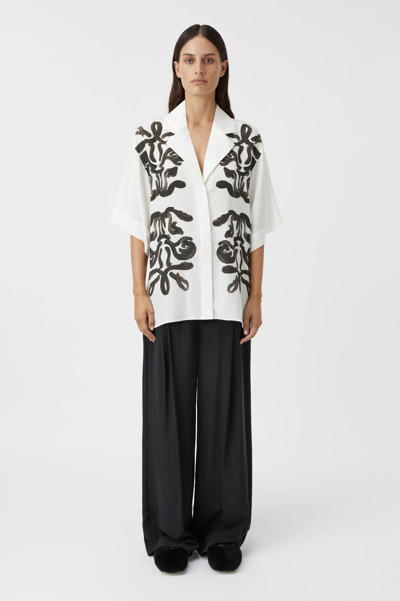 Echo Silk Shirt in Cream Echo Print - CAMILLA AND MARC® C&M