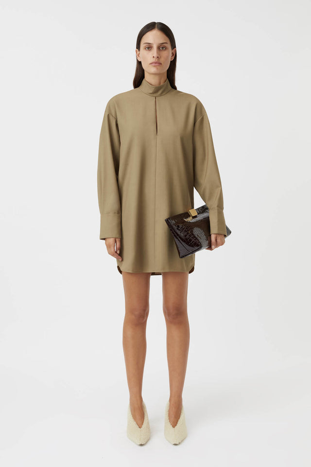 Madero Mini Shirt Dress in Khaki CAMILLA AND MARC C M