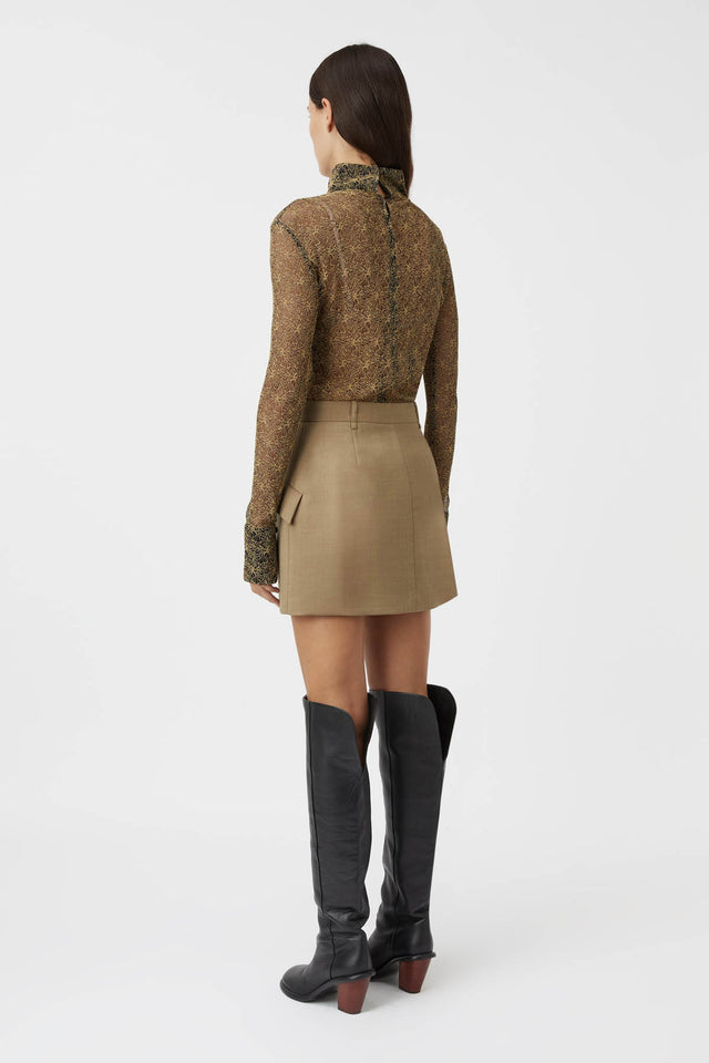 Madero Peplum Mini Skirt in Khaki CAMILLA AND MARC C M