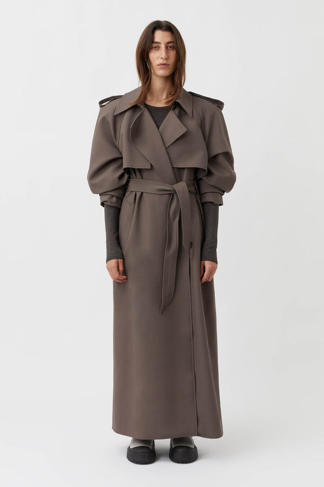 Mallory Midi Coat in Fossil Green C M CAMILLA AND MARC Official