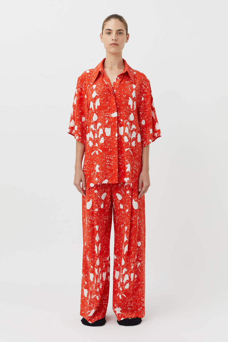 Manu Short Sleeve Silk Shirt in Red Manu Print - CAMILLA AND MARC ...