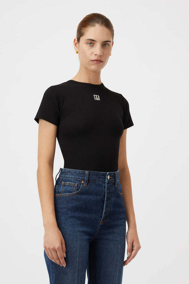 Nora Cotton Fitted Tee in Black - CAMILLA AND MARC® C&M