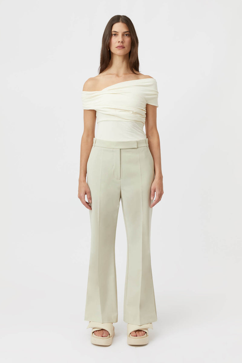 Petra Cropped Flare Pant in Pistachio Green - CAMILLA AND MARC ...