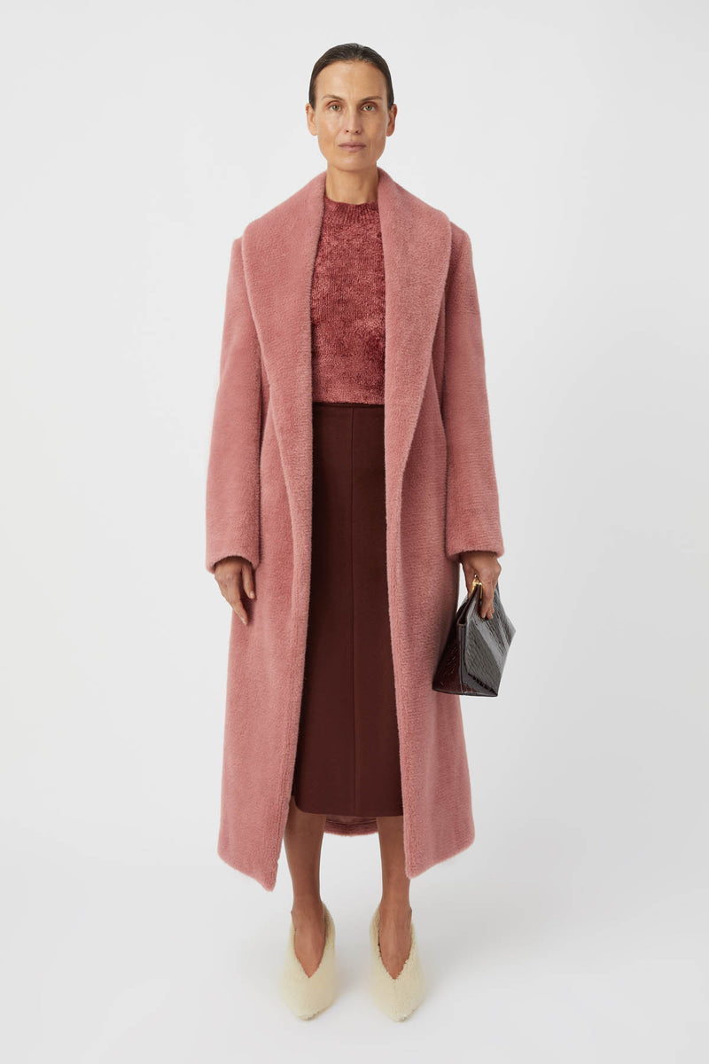 Quill Oversized Fluffy Coat in Rose Pink - CAMILLA AND MARC® C&M