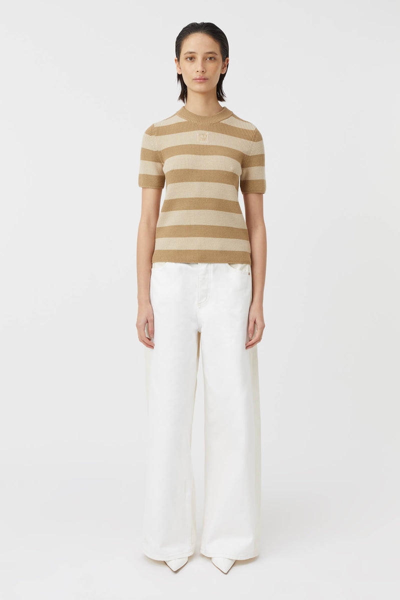 Umi Knit Tshirt in Tan and Cream - CAMILLA AND MARC® C&M