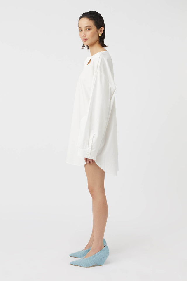 Linen Shirt Dress shops White Camilla *Straight silhouette *Front half-length hidden buttoned opening *Available in 15 colors