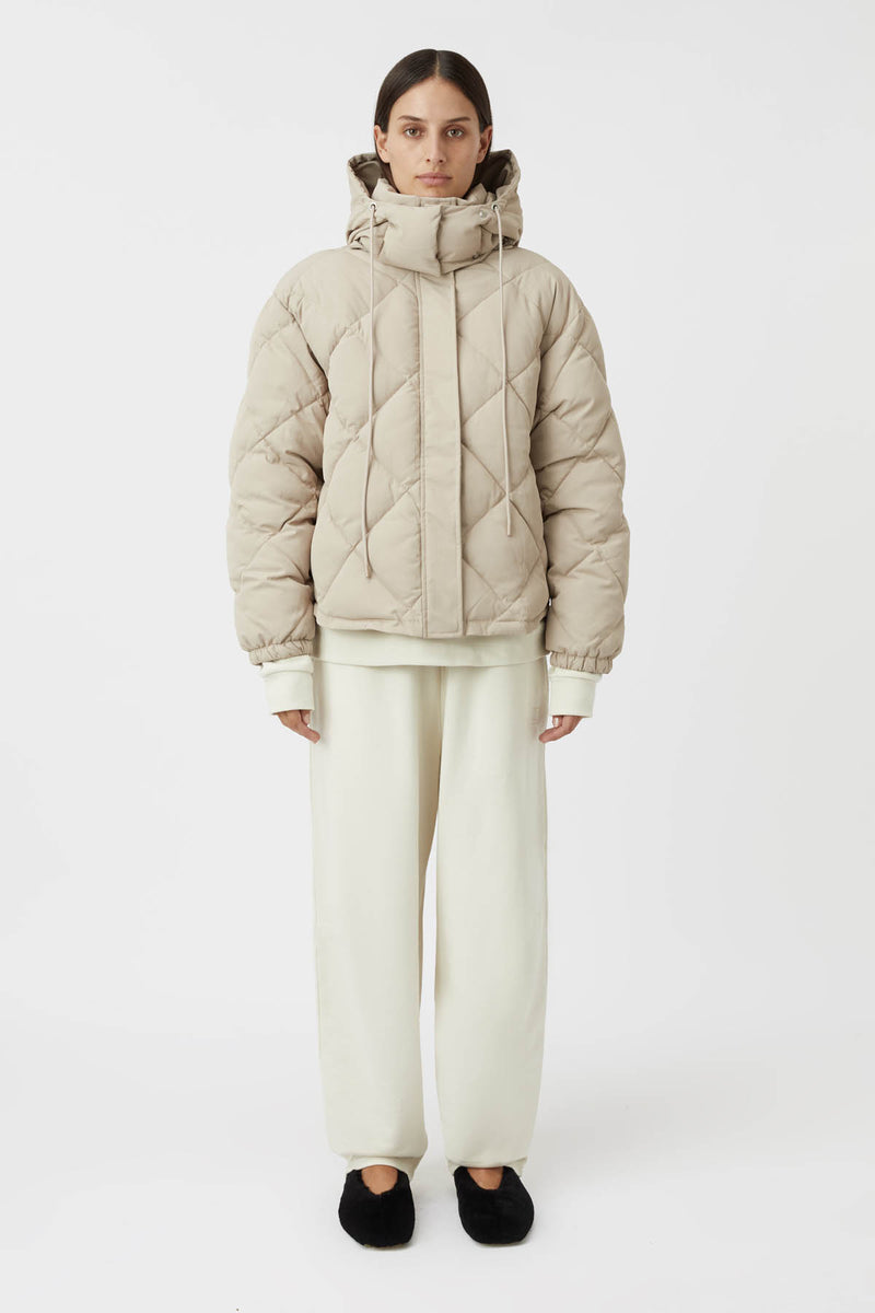 Wynston Quilted Puffer Jacket in Oyster Beige - CAMILLA AND MARC® C&M