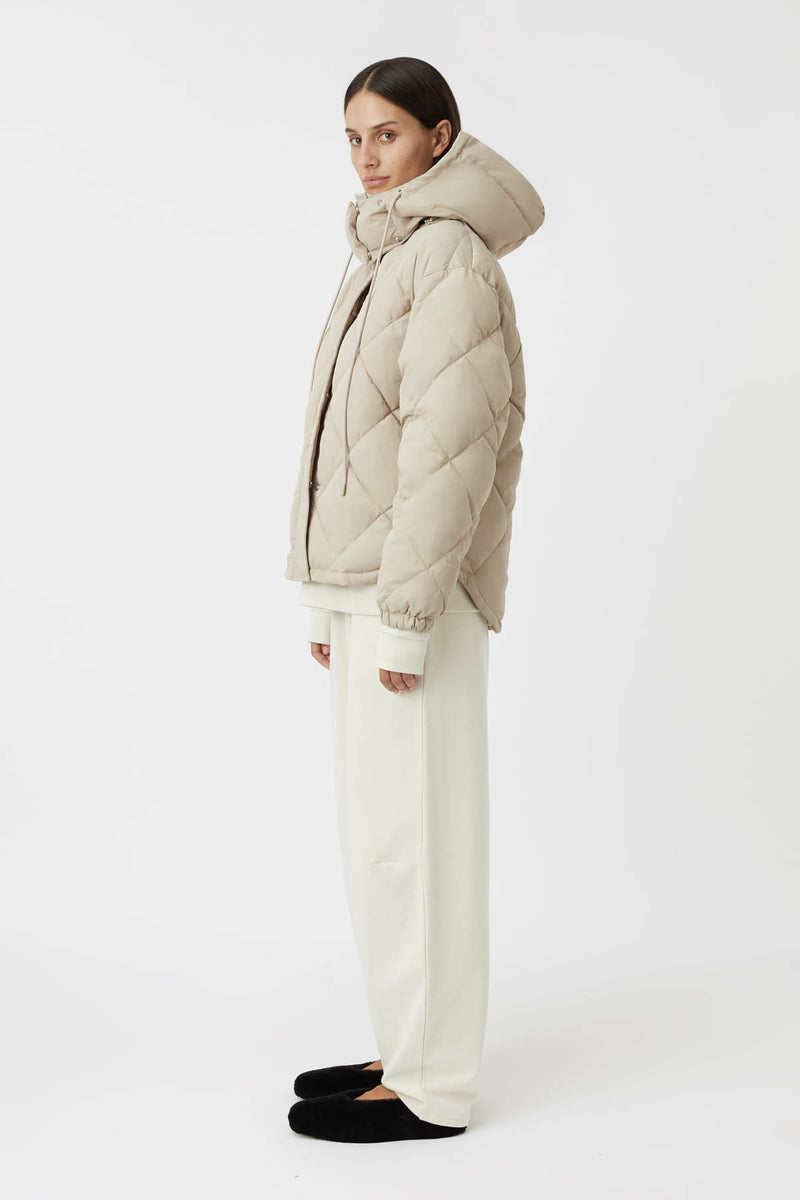 Wynston Quilted Puffer Jacket in Oyster Beige - CAMILLA AND MARC® C&M