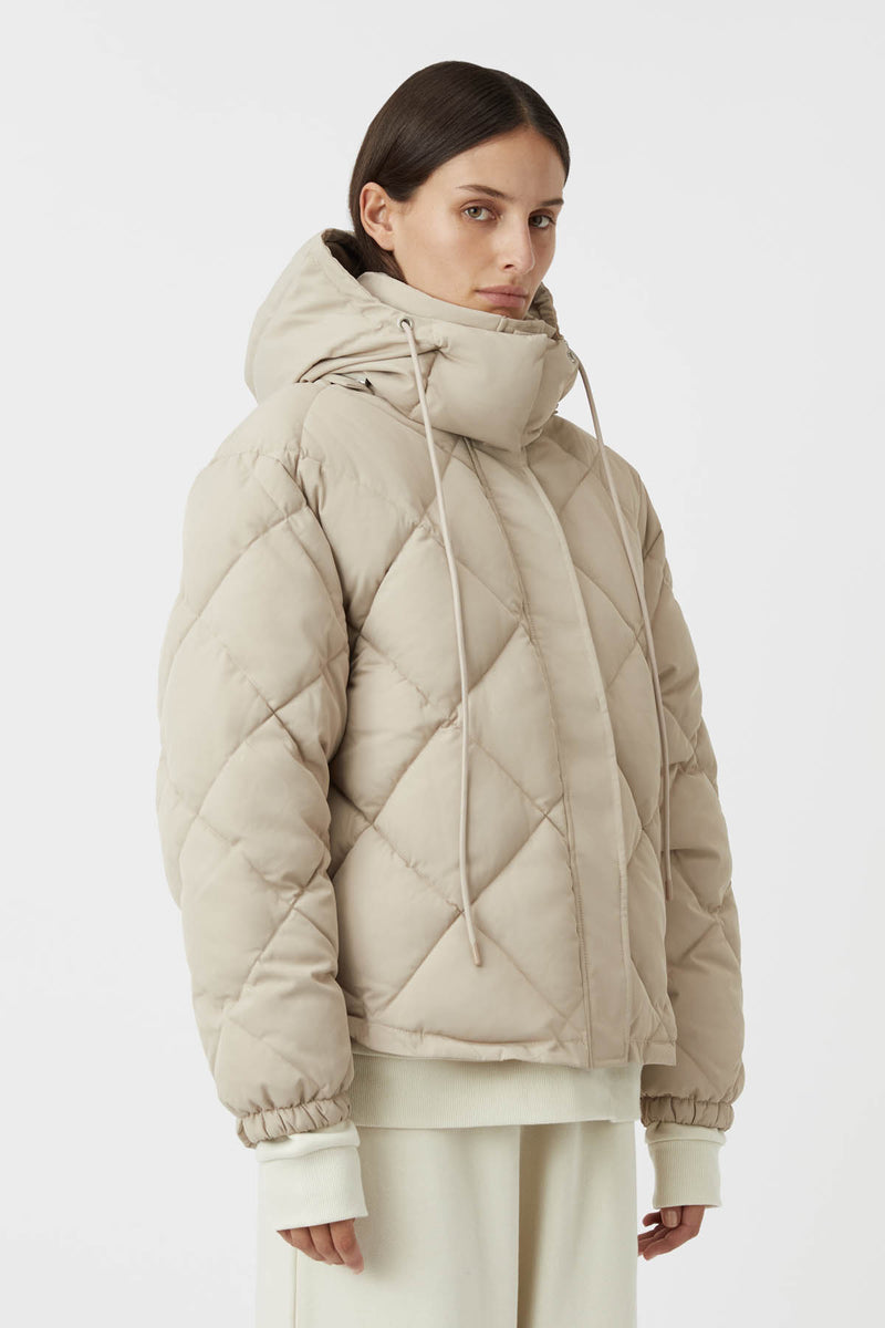 Wynston Quilted Puffer Jacket in Oyster Beige - CAMILLA AND MARC® C&M