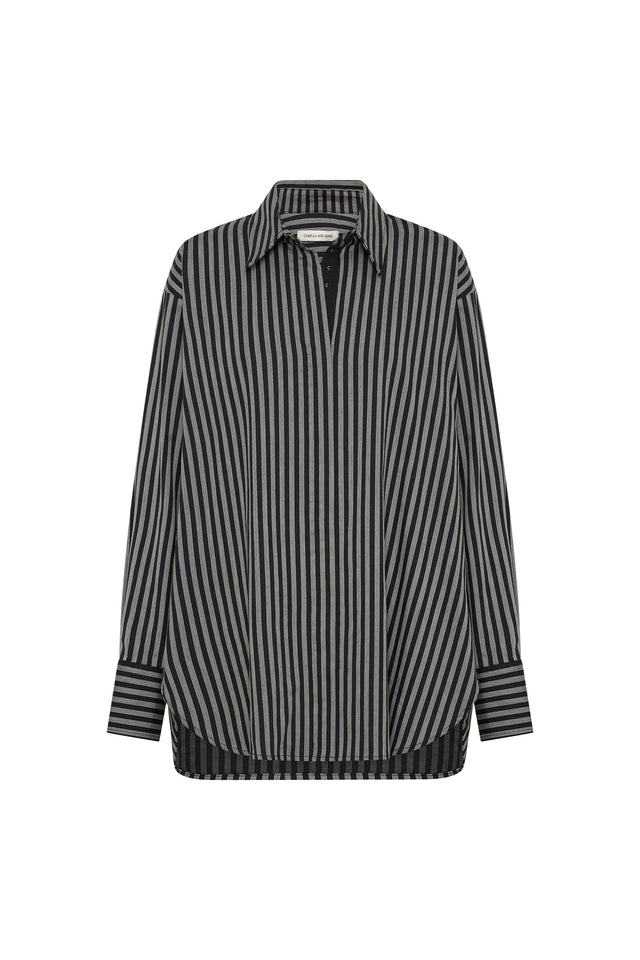 STRIPED SHIRT - Ecru / Black