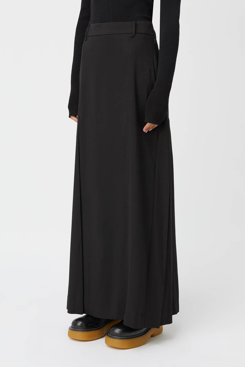 Cynthian Pleated Maxi Skirt in Black- CAMILLA AND MARC® C&M