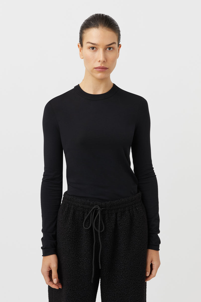 Park Lightweight Long Sleeve Black Tee in Black- CAMILLA AND MARC® C&M