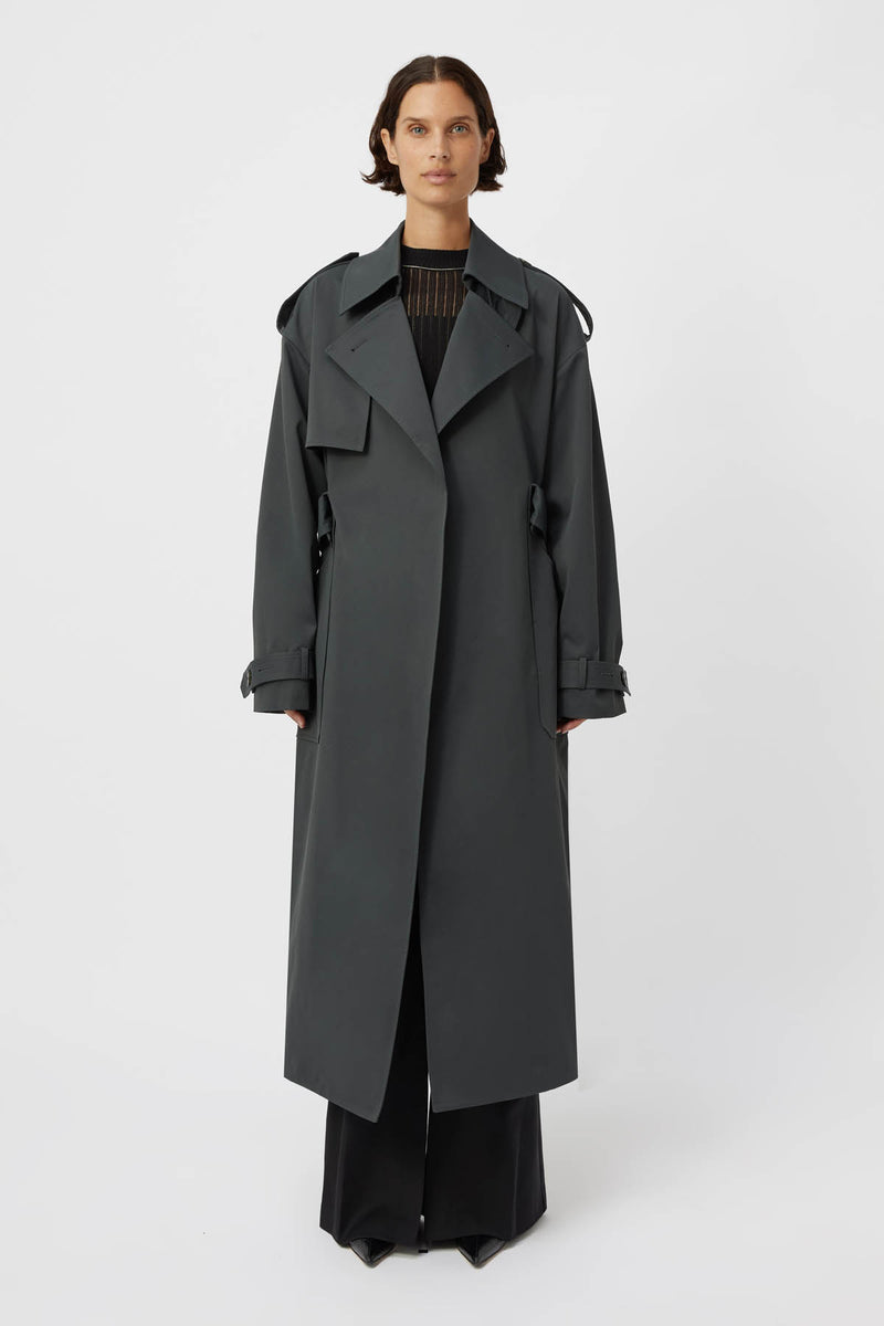 Reyes Trench Coat in Charcoal - CAMILLA AND MARC® C&M