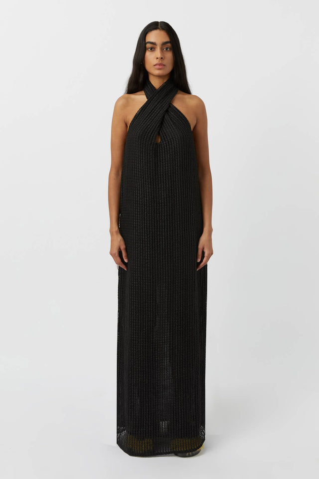 Willa Cross over Textured Maxi Dress in Black CAMILLA AND MARC Official C M